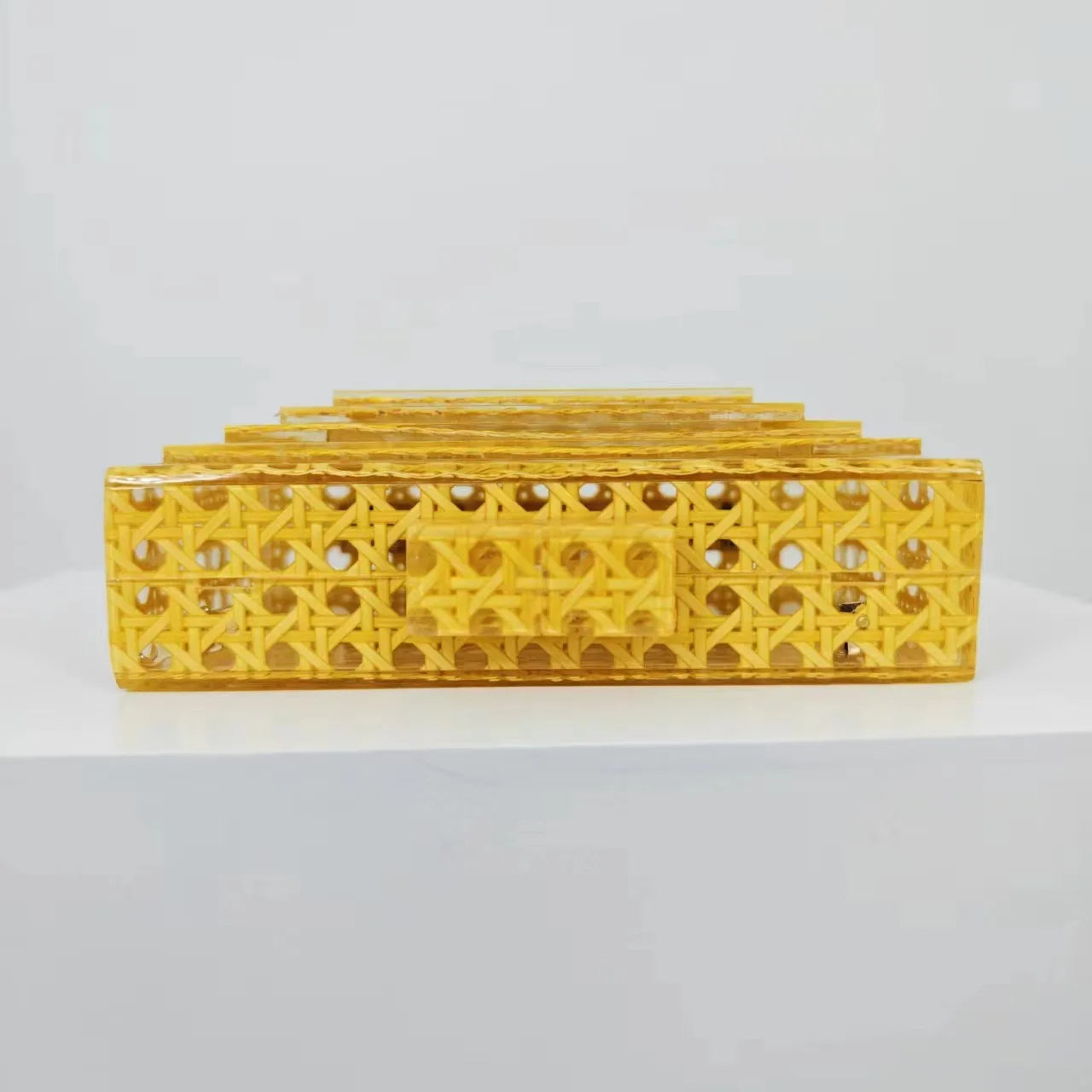 2024 New Women Acrylic Egg Cane Bag Rattan Clutch Bag For Luxury Wedding Party Purse Summer Beach Wicker Handbag Designer