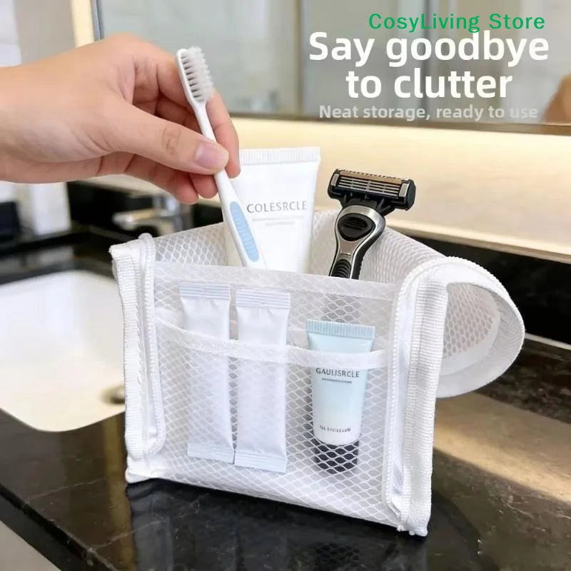 [CL]Large Capacity PVC Cosmetic Bag Waterproof Space Saving Toothbrush Toiletry Pouch Zipper Closure Vertical Design[CL]