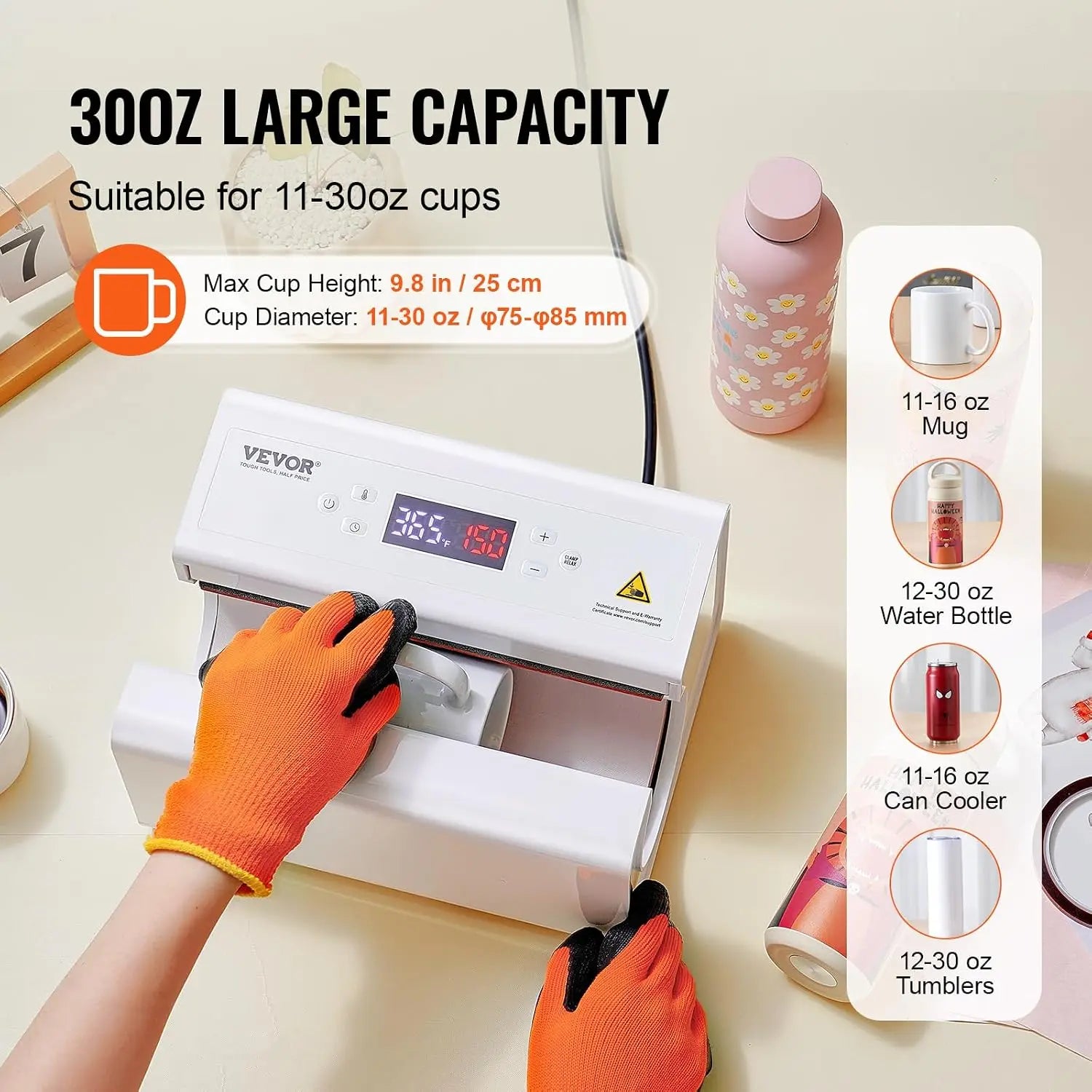 Auto Tumbler Heat Press Machine, Automatic Rotation Full Print Mug Press, Even Heating for 11-30oz Sublimation Tumblers
