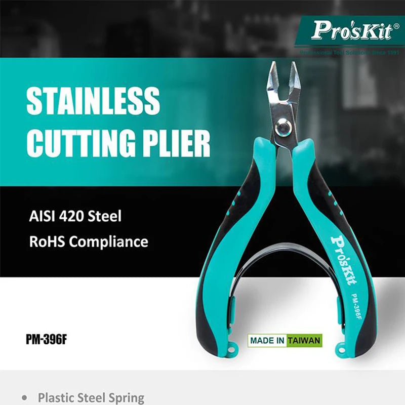 Pro'skit PM-396F Stainless Steel Industrial Grade High Hardness Diagonal Pliers for Electrician Wire Cutting and Stripping Tools