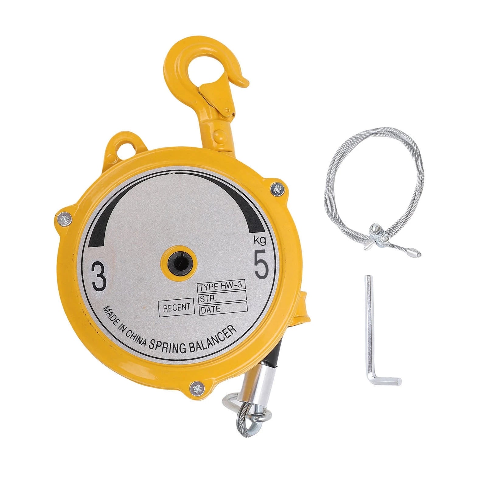 Spring Balancer 3-5kg Load Bearing Self Locking Retractable Tool Holder with 1.9m Wire Rope and Hook
