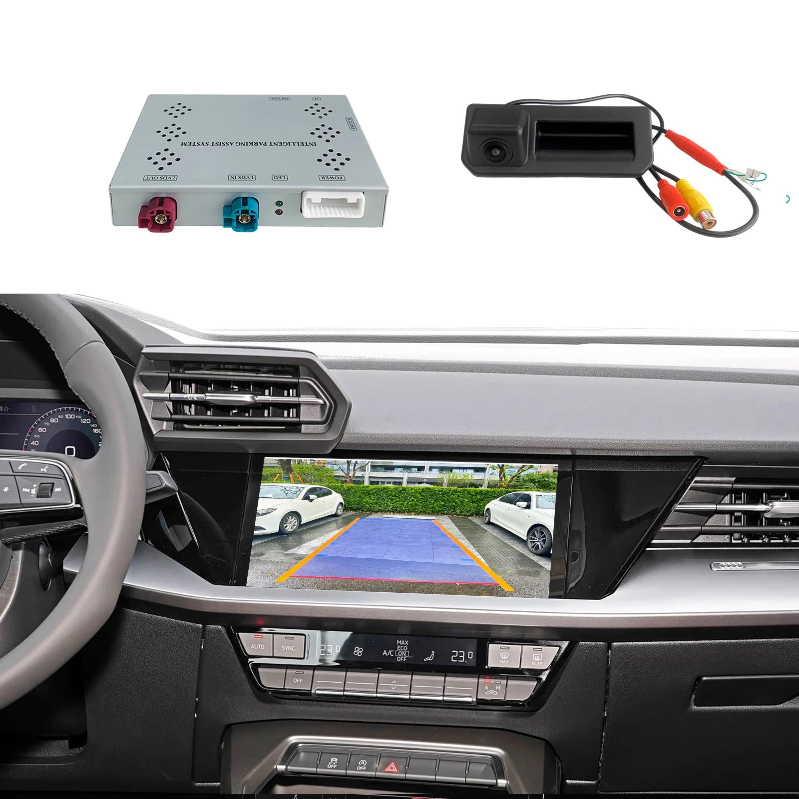 AHD Backup Camera for Audi A3 A4 S4 A5 Q5 S5 2021-2025,Q3 2019-2025,MIB3 System Retrofit Reverse&Front View,No Need Programing