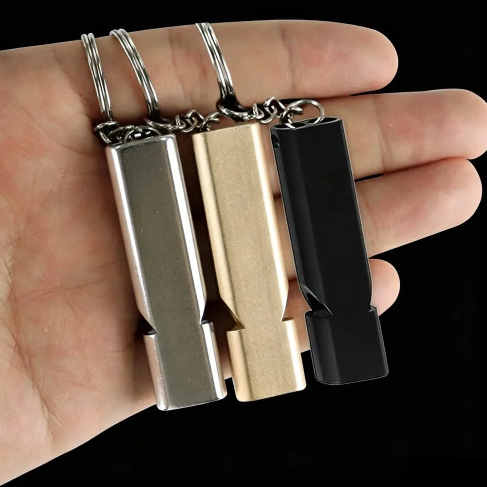 Hot Aluminum Alloy Double Tube Survival Whistle Emergency Rescue Whistle Keychain EDC Tool for Camping Hiking Outdoor Training