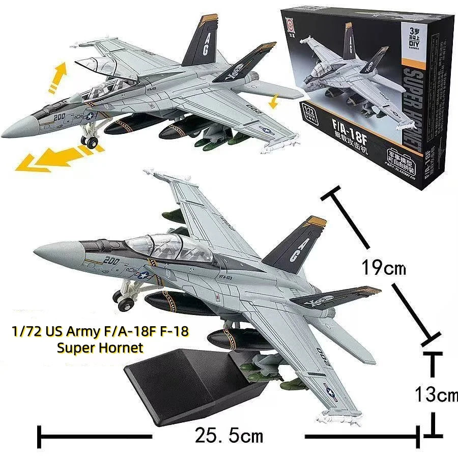 1/72 Scale Airplane Model F/A-18F Super Hornet VFA-2 Fighter Jet Toy Plane kids toys for boys ABS Plastic model Gift