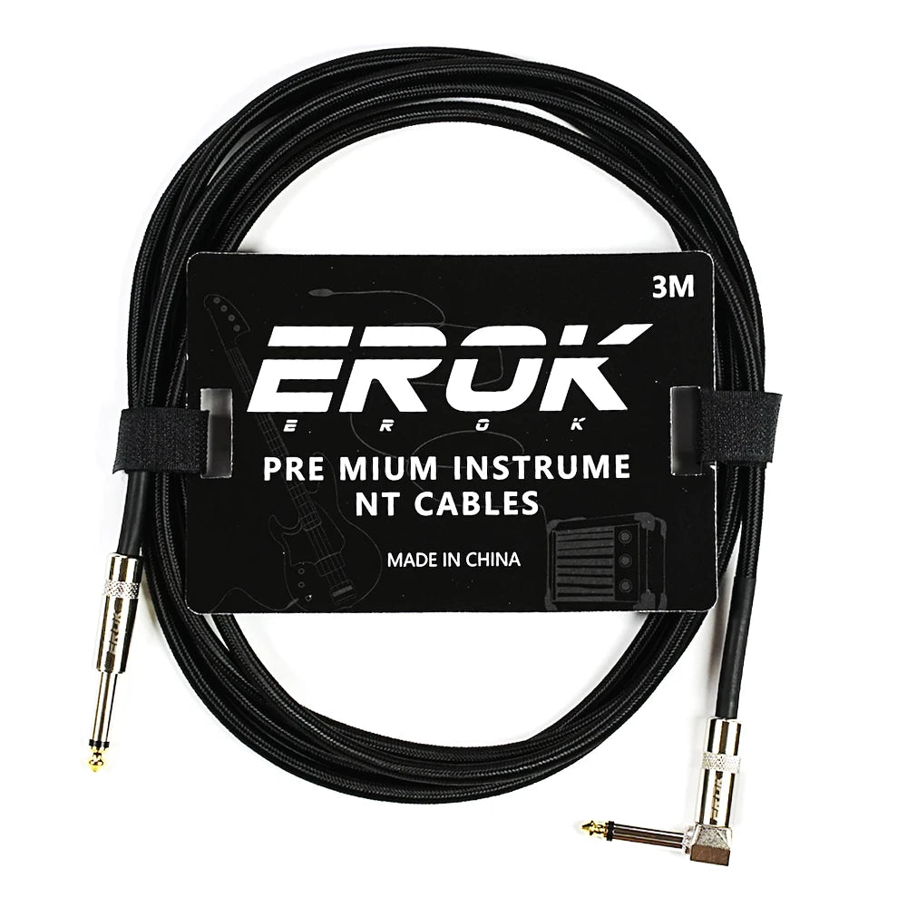 EROK 1.5/3/6/10M Guitar Audio Cables Anti-Noise Line 6.35mm Male to Male Colorful Braided Line Pedal Guitar Bass Universal Cable