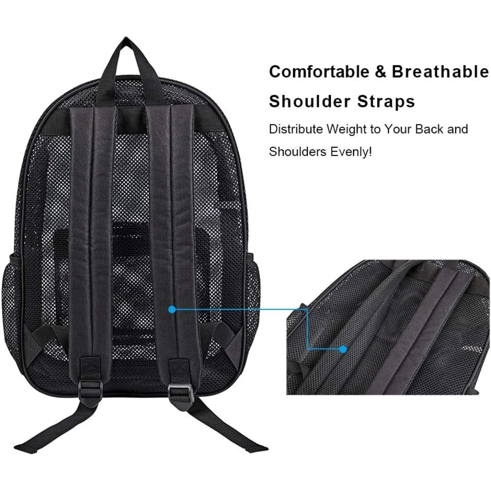 Heavy Duty Mesh Backpack Large See Through Breathable Tear Resistant School Approved Security Bookbag For High School Teens Gym