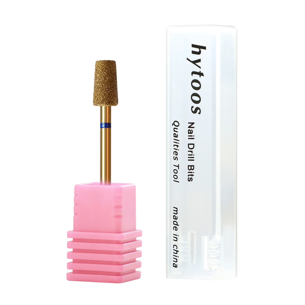 HYTOOS 5mm Large Tapered Barrel Cuticle Clean Nail Drill Bit, Titanium Russian Diamond Nail Bits Nail Cleaner Accessories Tool