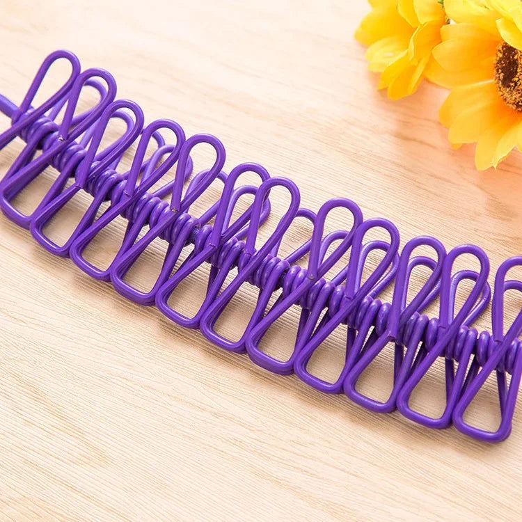 Durable Clothesline Portable Lightweight Windproof Non-Slip 12 Clips Elastic Laundry Drying Outdoor Camping Travel RV Beach Dorm