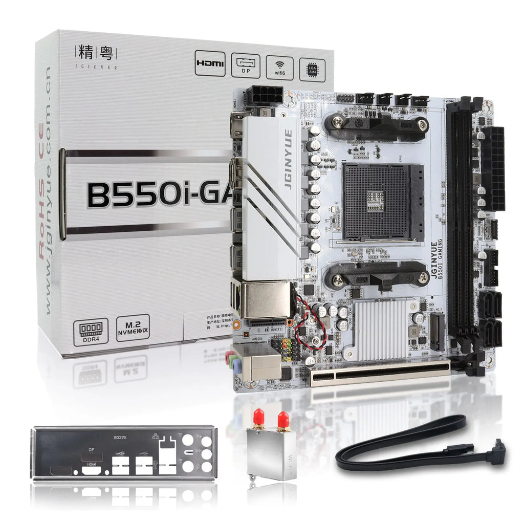 JGINYUE AMD B550 AM4 mini ITX Motherboard supports Ryzen R5 4000/5000 series processors DDR4 RAM PCI-E 4.0 B550i GAMING