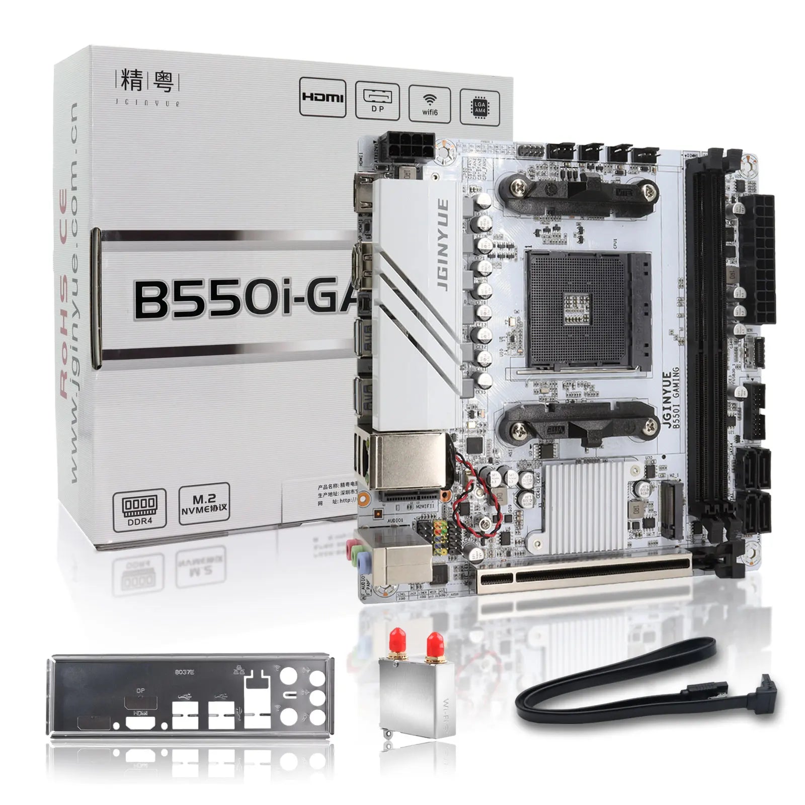 JGINYUE AMD B550 AM4 mini ITX Motherboard supports Ryzen R5 4000/5000 series processors DDR4 RAM PCI-E 4.0 B550i GAMING