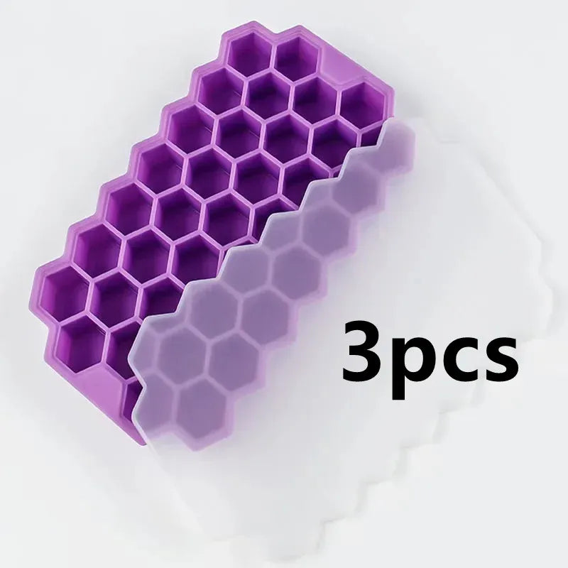 4/1PCS 37 Grids Silicone Ice Cube Mold Large-capacity Ice Trays Food Grade Reusable Ice Maker with Lids Cocktail Kitchen Tool