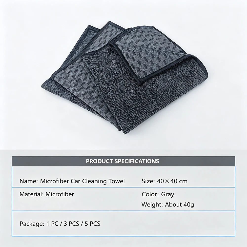 AUTOBRIGHT Dual-Sided Microfiber Car Towel Super Absorbent Double Texture For All Auto Detailing Home Office Cleaning