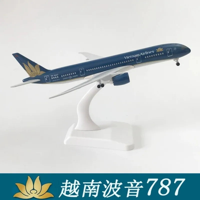 20cm Vietnam Airways Aircraft B787 Metal 1/400 Scale Alloy Model Airplane With Wheels & Base Toy Model Miniature Plane Gift