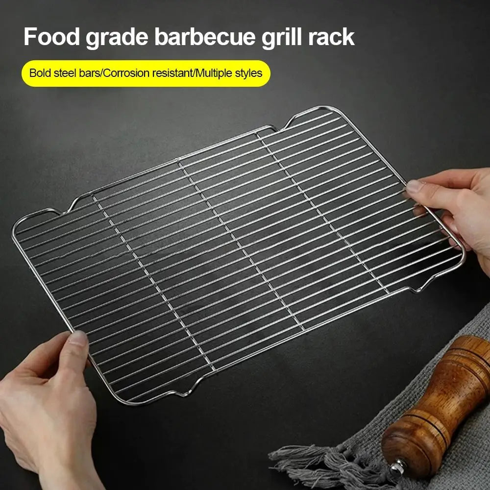 Stainless Steel Grill Plate Barbecue Cooking Mesh Shelf Non-stick Cooling Rack BBQ Tray Baking Tray