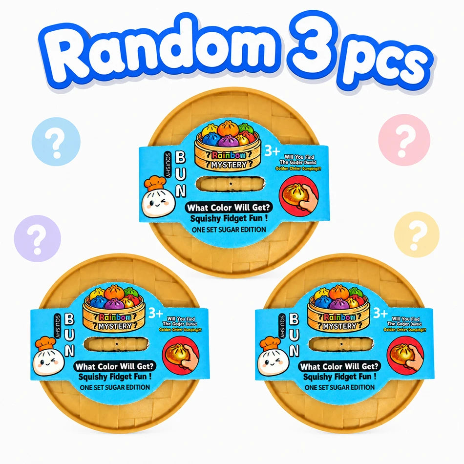 2026 Random 1-6pcs Blind Box Colorful Simulated Steamed Bun Squishy with Box Dumplings Sensory Squeeze Toy for Stress Relief