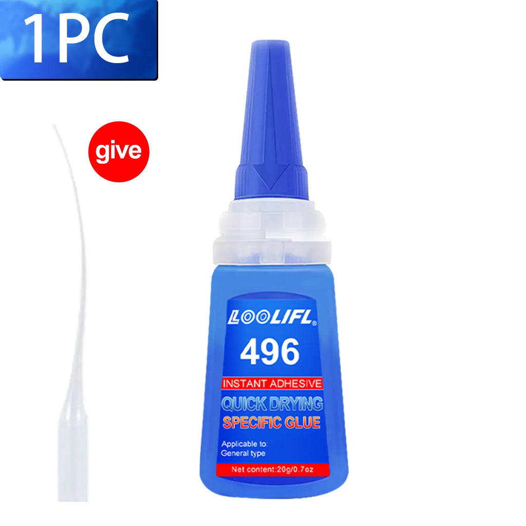 LOOLIFL 496 Super Glue Instant Quick-drying Cyanoacrylate Adhesive Leather Rubber DIY Wood Metal Strong Bond Liquid Glue Tool