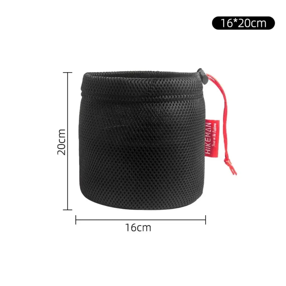 Portable Set Pot Storage Bag Ultra Light Mesh Fabric Tableware Bag Breathable Drawstring Buckle Bundle Mouth Handbag Outdoor
