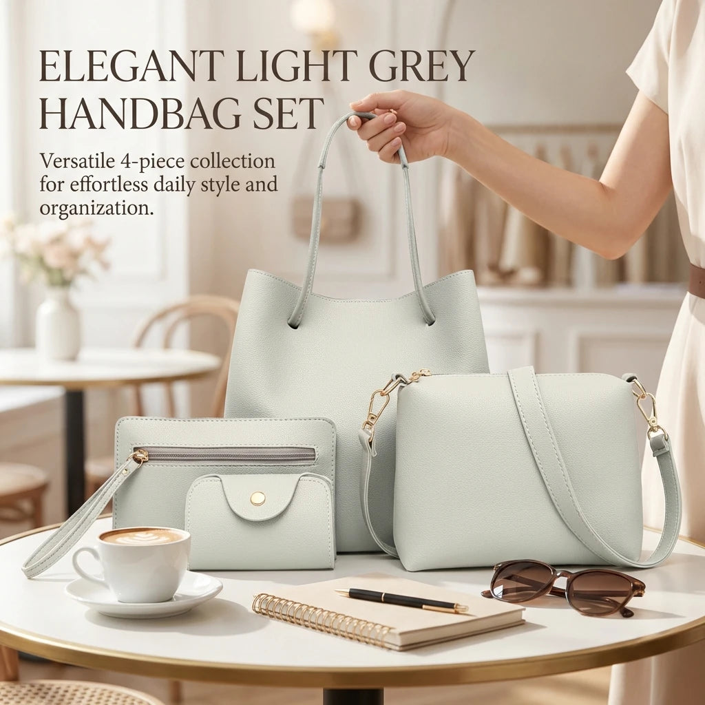 Matching Mother and Daughter Bag Set 4 Pcs Solid Color Shoulder Crossbody Bag for Women European Style Tote Handbag