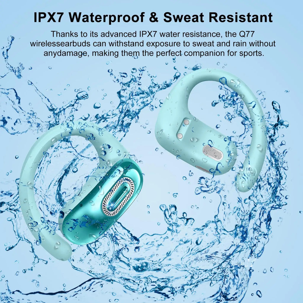 Open Ear Wireless Earbuds Bluetooth 5.4 Headphones 50H Battery Life IPX7 Waterproof Touch Control Running Sport Earphones.