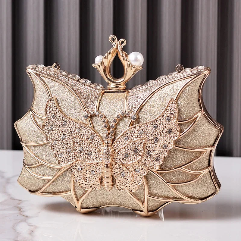 Fashion Luxury Evening Bags Hollow Butterfly Party Bag Bridal Wedding Diamond Clutch Elegant Banquet Handbags Dinner Purse Sac