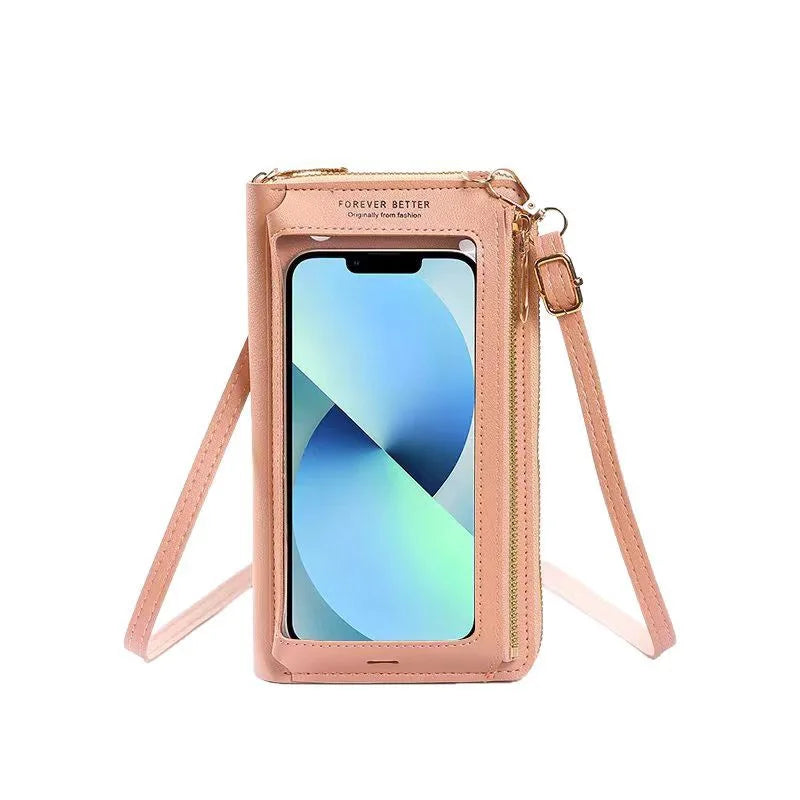 Women Touchable Phone Bag Crossbody Anti-theft Multifunctional Shoulder Bag Transparent Mini Purse Wallet Phone Pouch Messenger