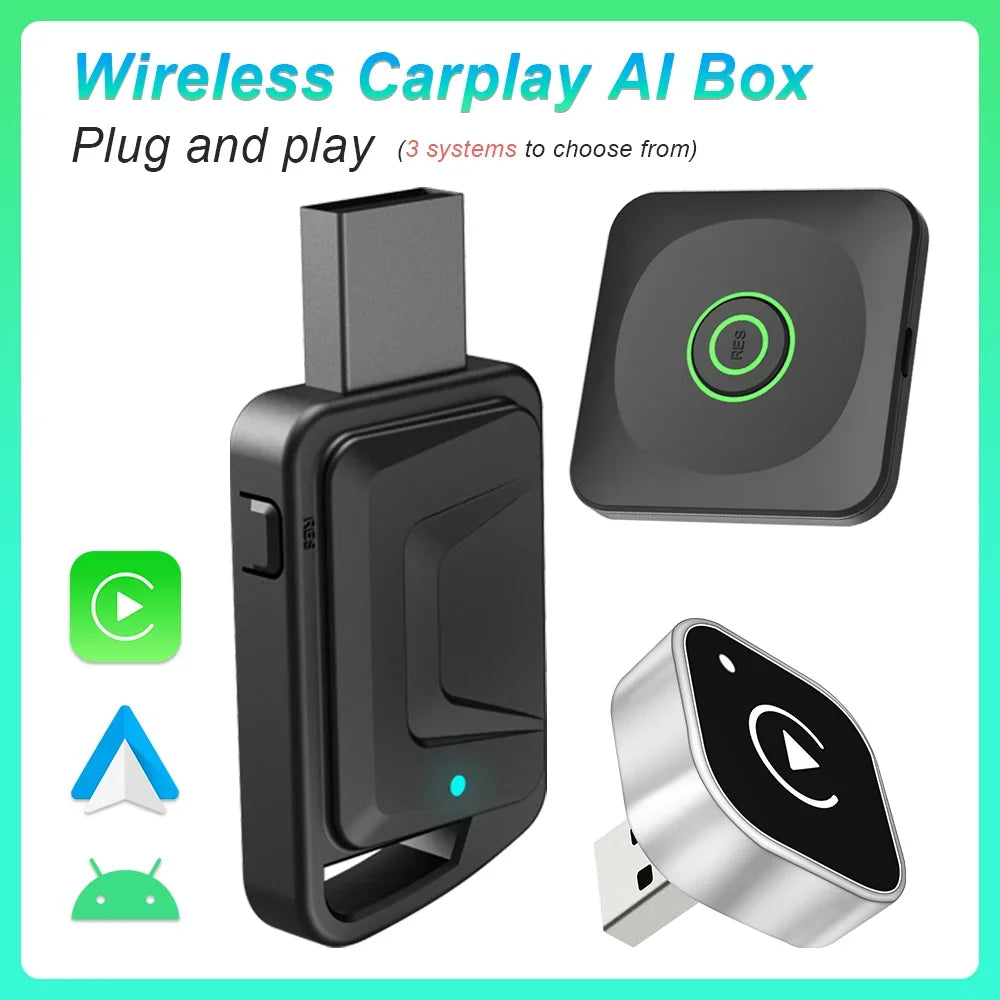 2in1 Wireless CarPlay Dongle Wireless Android Auto Adapter AI Smart Box Car Intelligent Systems For Car With Wired CarPlay