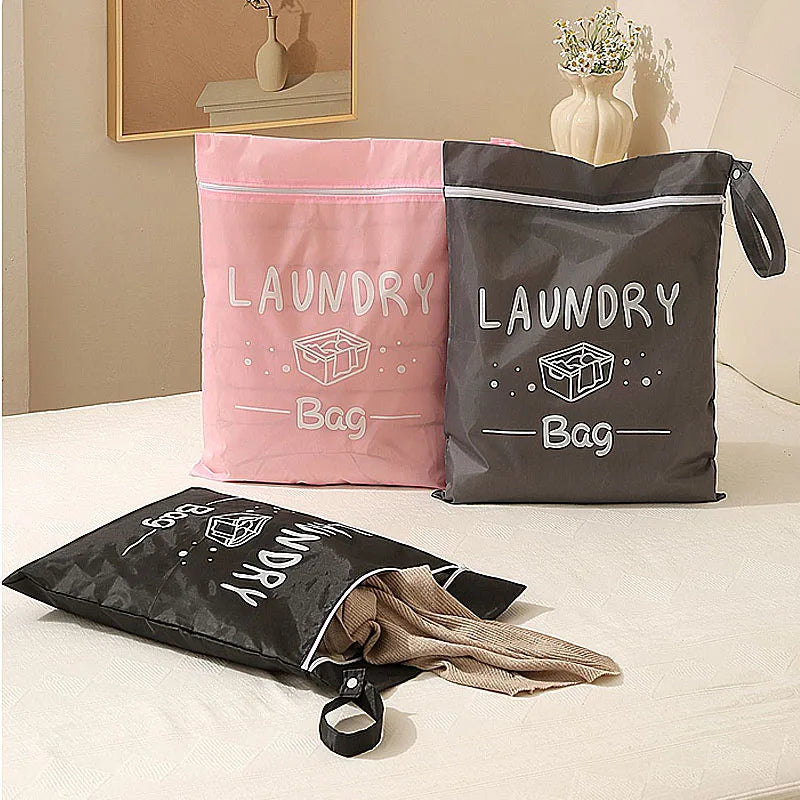 Large Capacity Waterproof Travel Laundry Bag Wet Dry Organizer Pouch with Zipper Hanging Strap Portable Storage Bag