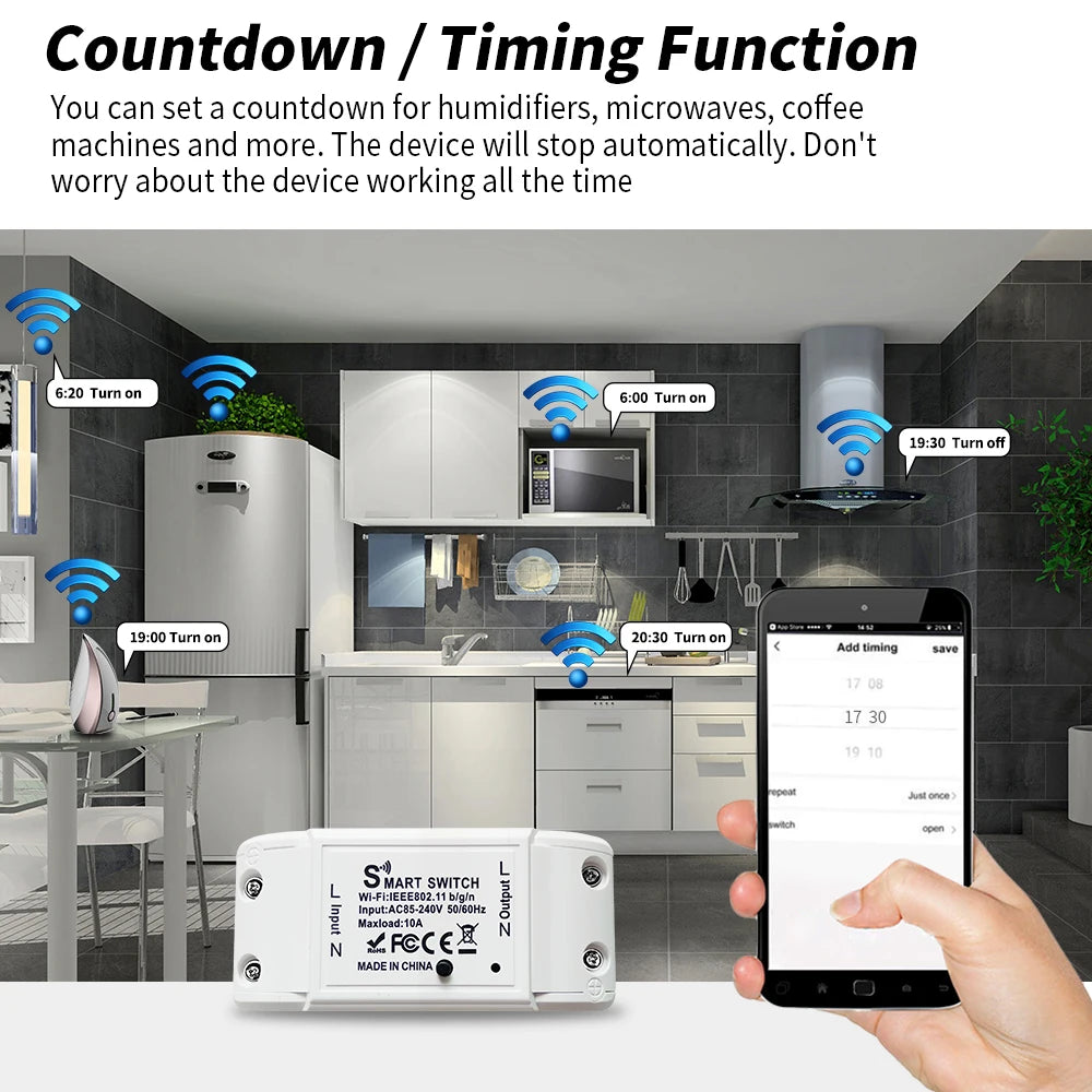 WiFi eWeLink Smart switch Timer switch circuit breaker support RF2.4G remote control works with ALexar Google home vioce control