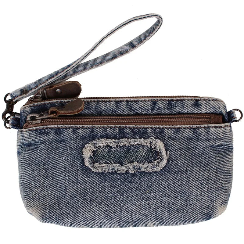 Retro Korean Denim  Coin Purse Women's Summer Casual Fashion Crossbody Handbag Stylish Small Bag Trendy Mobile Phone Bag