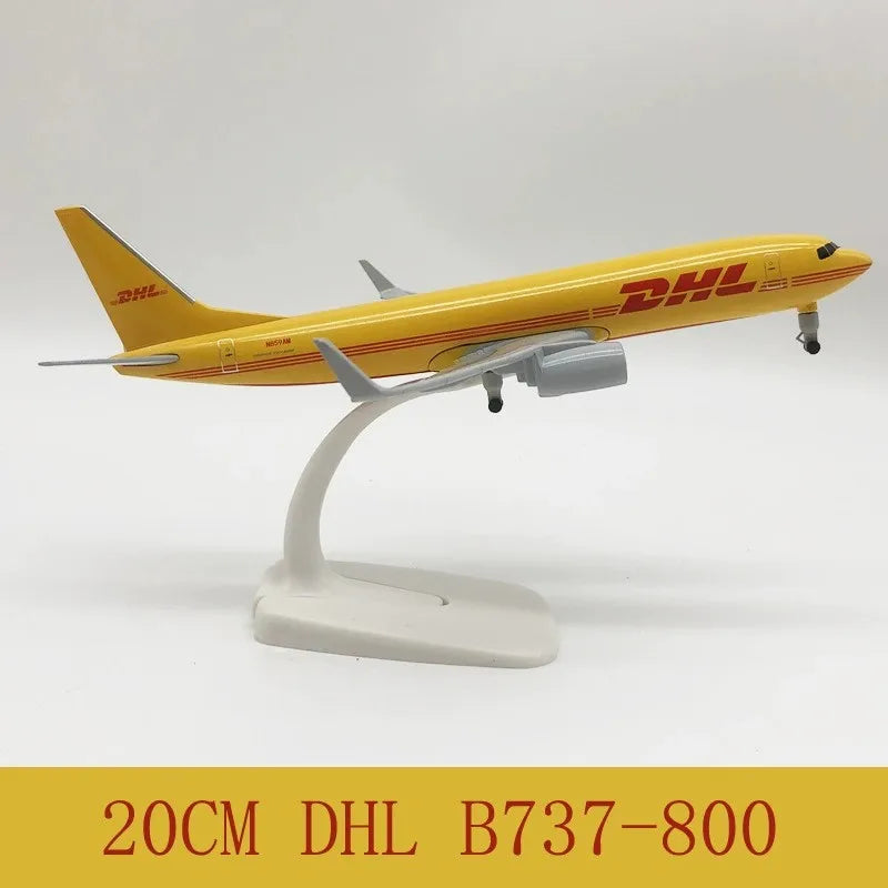 20cm DHL B737 Airways 1/400 Model Planes Alloy Aviation Figures Collection Miniature Items With Wheels Gift