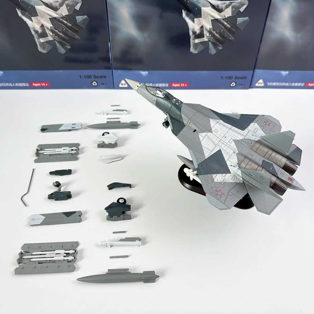 1/100 Scale Russian Air Force SU57 Stealth Fighter Model SU-57 Metal Plane Aircraft Model Gift Display Collection Ornament