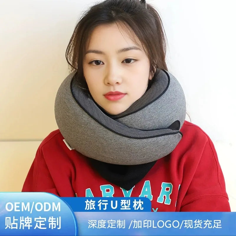 1PC Travel Neck Support Portable Adjustable Soft Noon Break Sleep Pillows Memory Foam U-shaped Pillow Snail Style