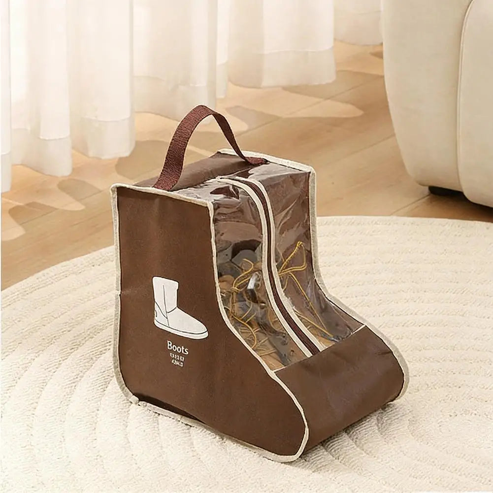 Travel Boot Storage Bag Portable Dustproof Shoe Organizer Widened Visual Pouch for Long/Short Boots Household Space Saving Case