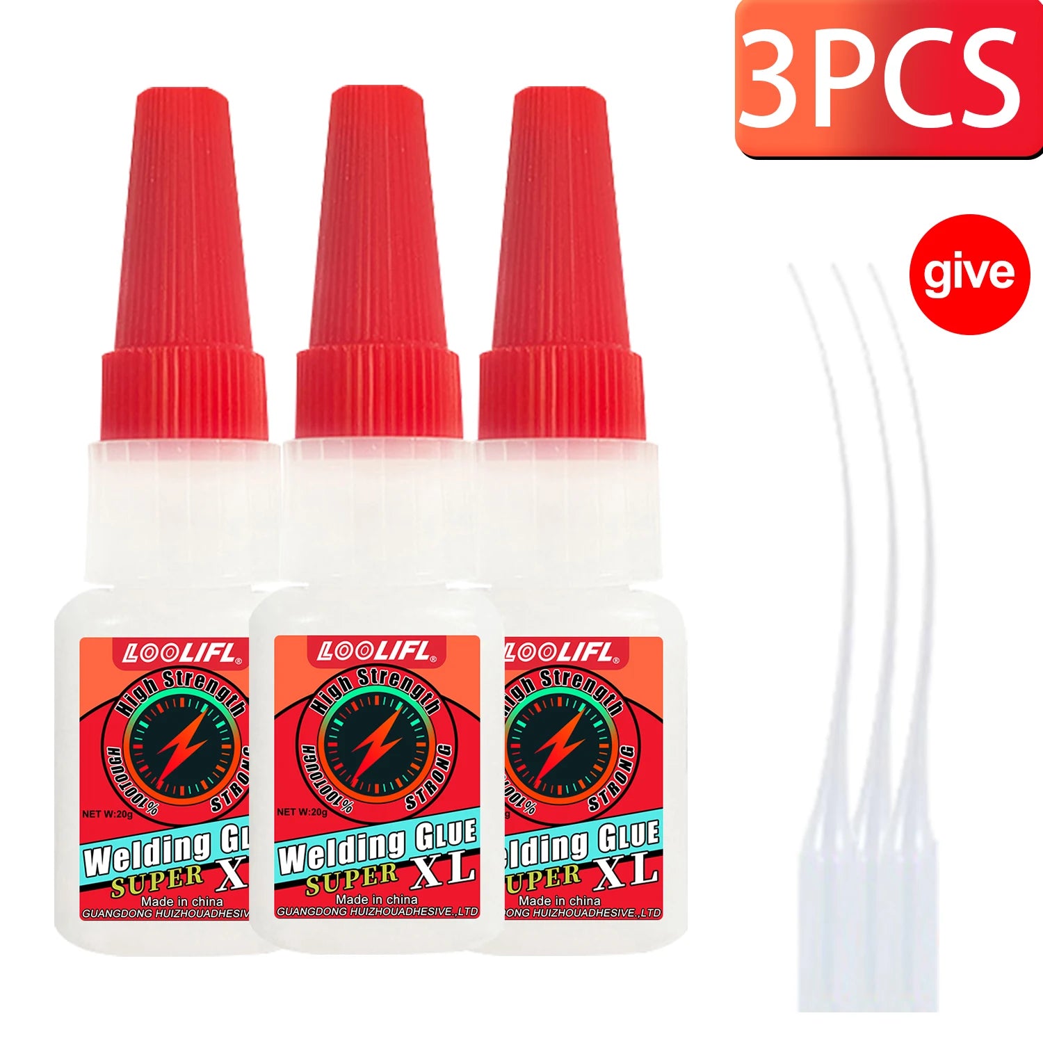 LOOLIFL 50g super glue, professional adhesive, transparent cyanoacrylate glue, quick-drying, tasteless and long-lasting adhesion