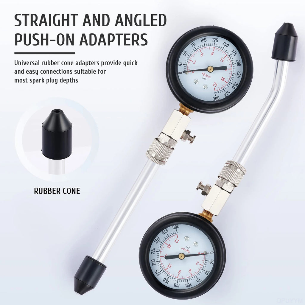 0-300 PSI Petrol Gas Engine Cylinder Pressure Gauge Automotive Tool for Motorcycle Car Truck Compression Tester Kit