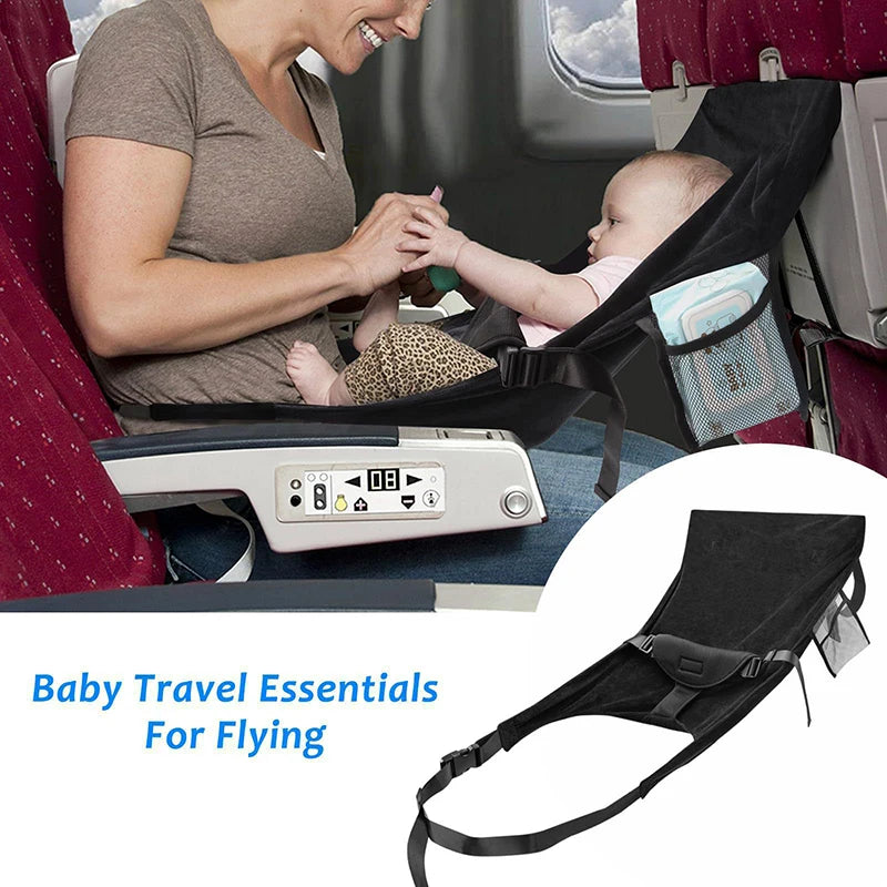 New 1Pcs Kids Airplane Seat Extender Flannel Toddler Airplane Bed with Side Pocket Comfort Breathable Travel Foot Rest Hammock