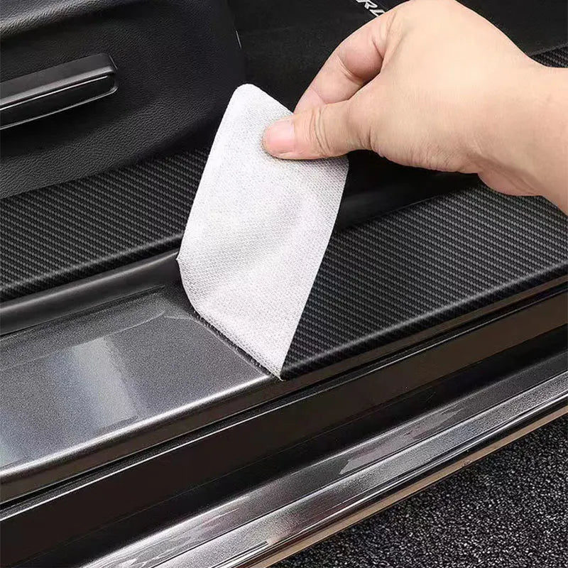 Car Carbon Door Sill Scuff Covers Black Door Panel Guards Protector Anti Scratch Sticker Tape For Skoda Karoq Car Accessorie