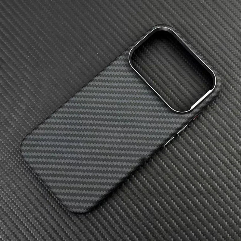 For Magsafe Carbon Fiber Texture Armor Case For iPhone 17 17Pro Max 16 Pro Ultrathin Alloy Lens Wireless Charge Hard Cover Coque