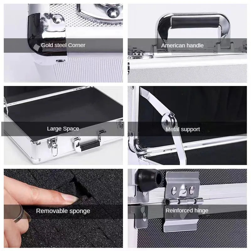 Portable Toolbox Aluminum Suitcase With Lock Electric Tool Box With Sponge Hard Case Flight Case Household Equipment Storage