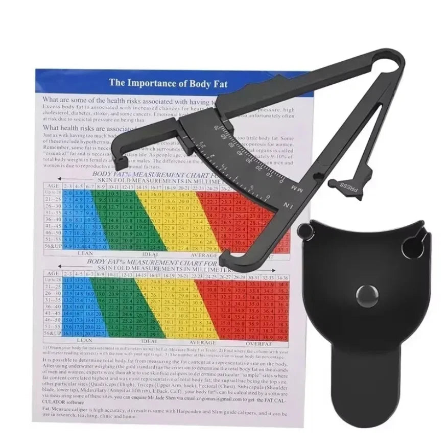 1set 70mm Skinfold Body Fat Caliper Set with Measure Tape Body Fat Monitors Body Fat Tester Skinfold Measurement accessory