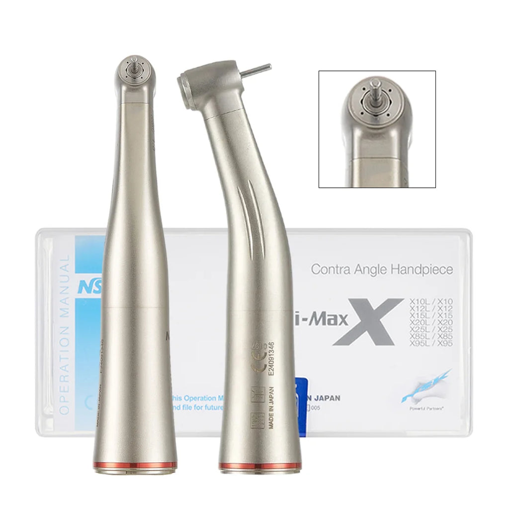 NSK Red Rings Ti Max X95L contraangulo Dental 1:5 Increasing Speed Handpiece Against Contra Angle LED Optic Fiber Quattro Spray