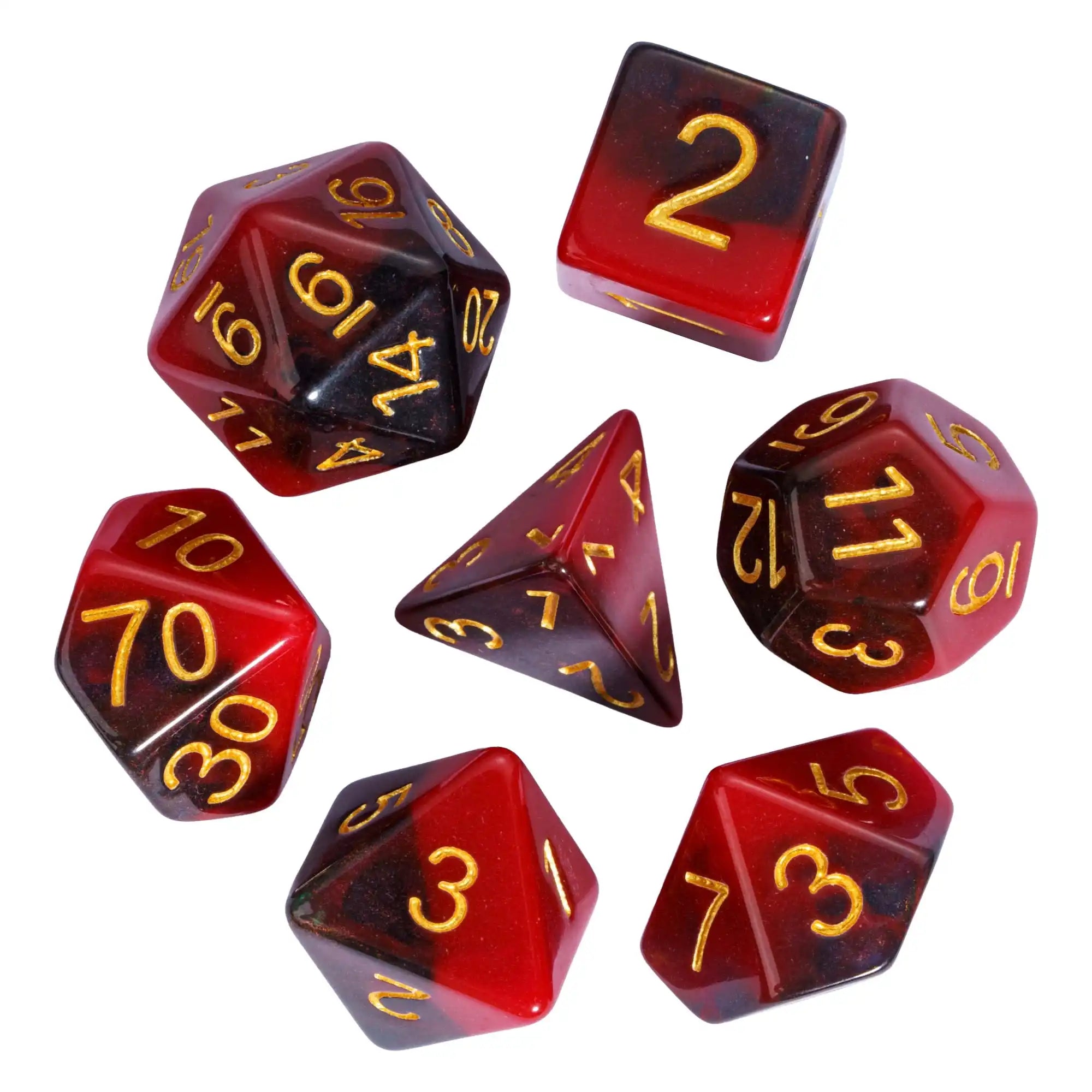 Cusdie Two-tone DND Dices 7 Resin Glitter D&D Dice D4 D6 D8 D10 D% D12 D20 Polyhedral Dice Set for Role Playing Board Games