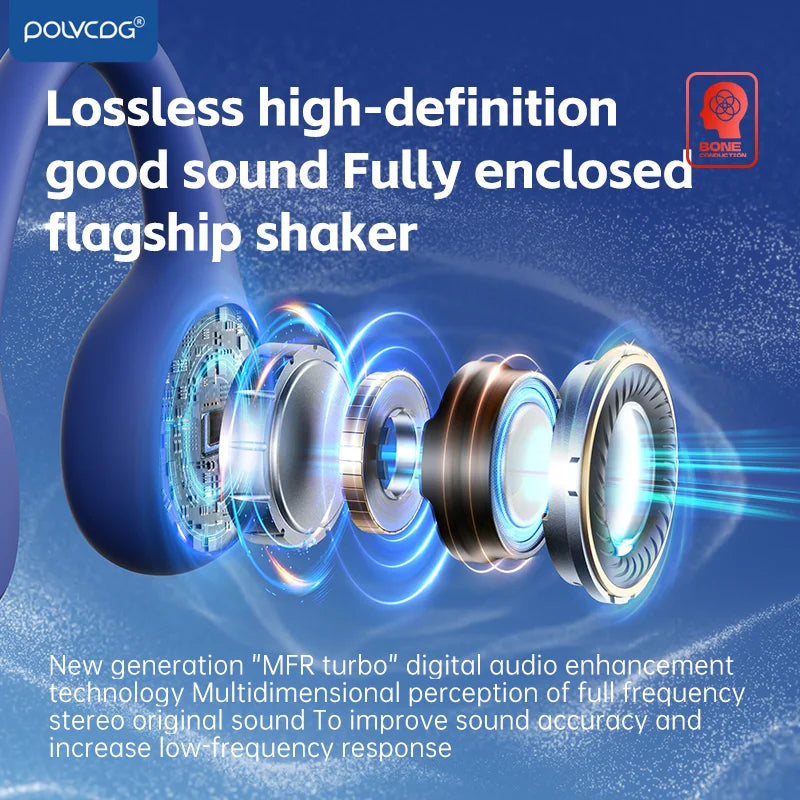 POLVCDG X7 Bone Conduction Headset IPX8 Open Headset Bluetooth 5.3 Swimming with Microphone Waterproof 32GB Memory MP3 2024 New