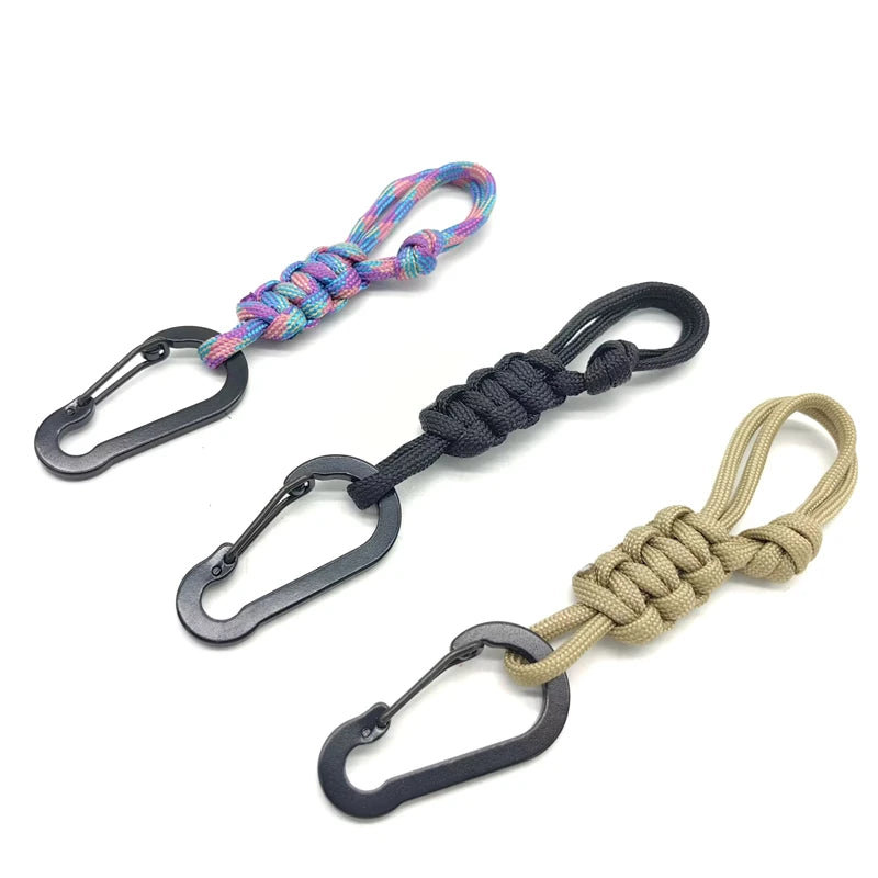 Keychain D-Shaped Carabiner Clip Adjustable Buckle Paracord Keychains Multifunctional Utility for Ourdoor Keys Camping Gear