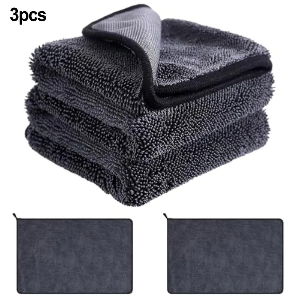 3 Pieces Towels for Car Wash Microfiber 40x60cm Super Absorbent for Cleaning Cars Homes Bathrooms with Tear Resistant Stitching