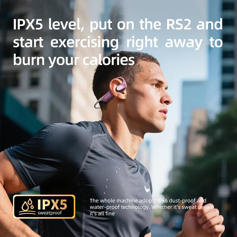 RS2 Bone Conduction Bluetooth Earphones 32GB Memory IPX6 Daily Life Sweatproof Sports Running Cycling Earphones SOUNDITY