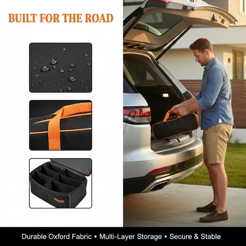 Portable Car Tool Storage Bag Car Vacuum Cleaner Storage Box Wear-Resistant Zipper Storage Box Garage Waterproof Tool Kit