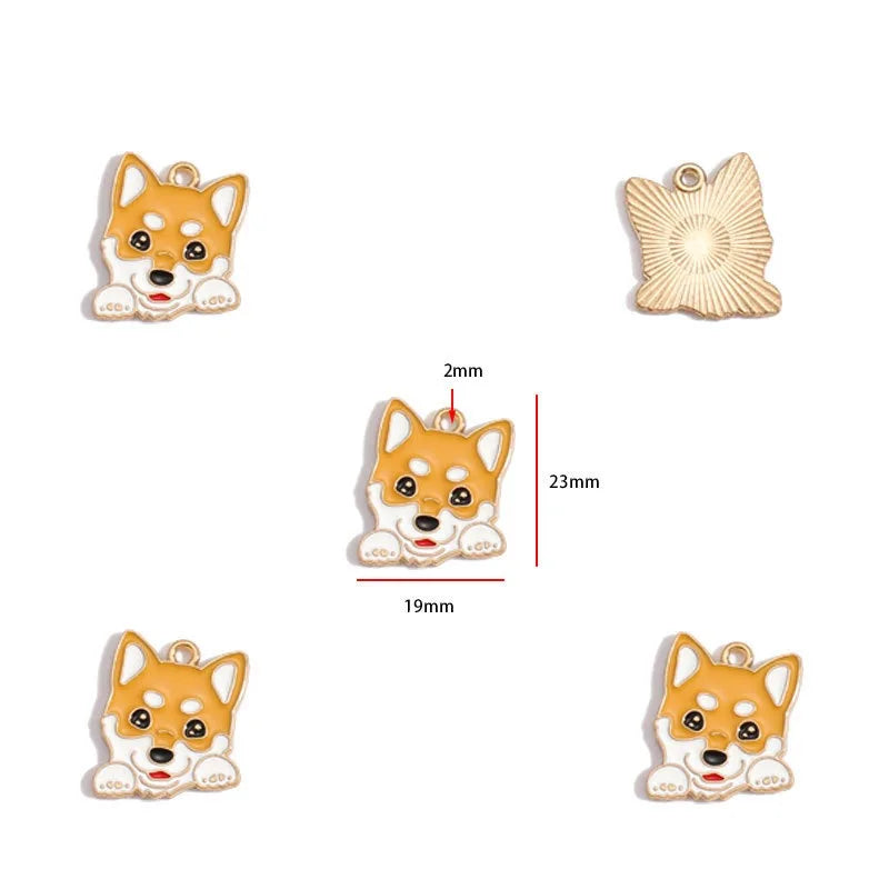 12pcs Alloy Drip Oil Cute Pet Dog Jewelry DIY Pendant Earrings Necklace Accessories Keychain Pendant Handmade