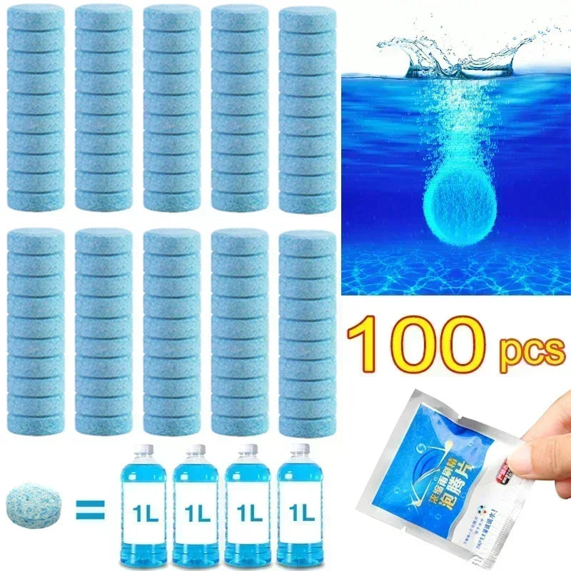 2-100PC Solid Cleaner Car Windscreen Cleaner Effervescent Tablet Auto Wiper Glass Solid Cleaning Concentrated Tablets Detergent