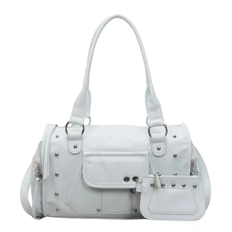 Fashionable Large-capacity Rivet Motorcycle Bag, New Women's Versatile Handbag, High-end Commuting Crossbody Bag, for Daily Use